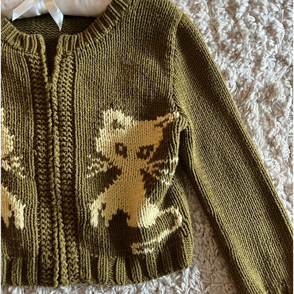 *SOLD* BETSEY JOHNSON GREEN KITTEN CARDIGAN SWEATER SIZE LARGE & MEDIUM - Picture 3 of 8